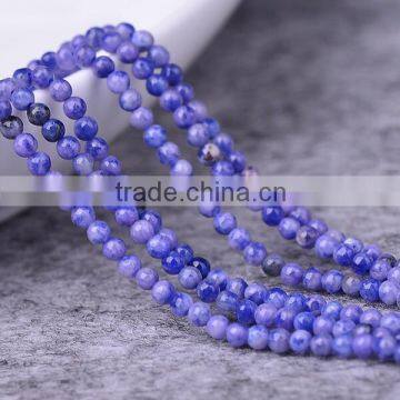 4mm natural round Sodalite loose strand beads