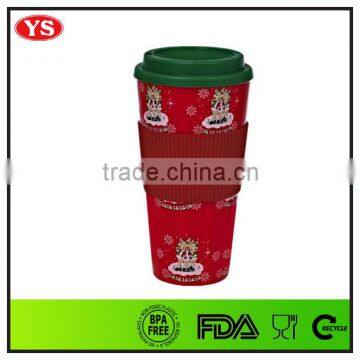 Bpa Free 450 ml /350 ml Plastic Material Double Wall Take Away Coffee Cups With Screw Lid