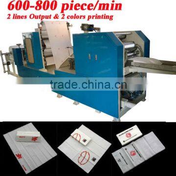 2lines High Speed Printing Low Fold Napkin Machine