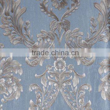 heat resistant wallpaper blue rolling paper made pvc non woven wallpaper