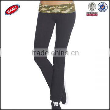 trendy sexy printed camouflage wide fold over waist womens yoga pants