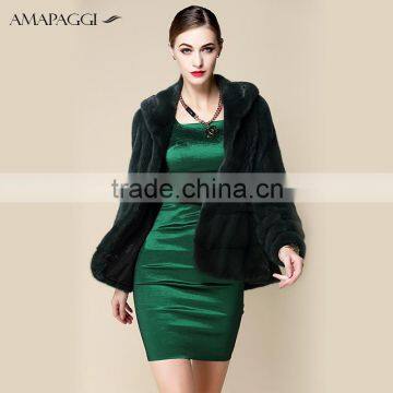 hot sale short women winter dyed real mink fur coat with hood