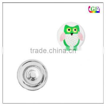 Custom metal owl rhinestone clip exchangeable snap button