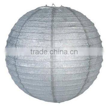 YIWU PARTYSUPPLIER Glitter Paper Lanterns Silver 12"