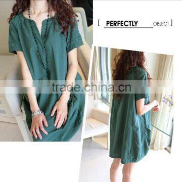 Cotton Linen V-neck Formal Casual Pregnancy Clothing Summer Plus Size photo-2