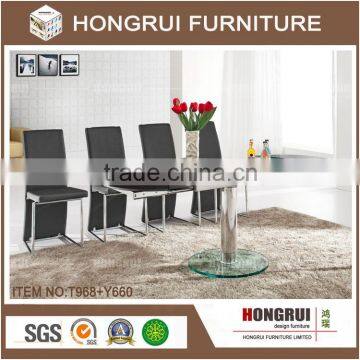 Fashion extention glass tables,modern Stainless steel light dining table