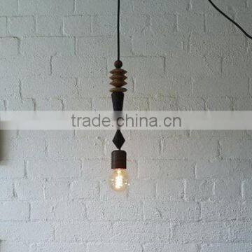New Edison Vintage Retro Wooden Fixture Pendant Light Colorful Fabric Cable Lamp photo-3