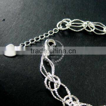 19cm Silver Plated Brass Faceted Rhombic Link Fashion DIY Bracelet Supplies 1900071 photo-2