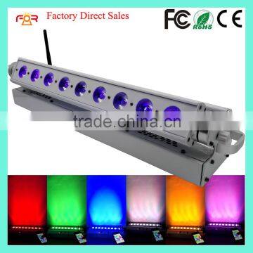 CE LVD EMC FCC 6in1 RGBWAUV 9pcs 18w Rechargeable Wifi Phone IOS Android App Wireless DMX Battery Powered LED Uplight
