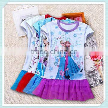 Hot sale wholesale cotton frozen elsa anna baby dress new style kids frozen clothes girl elsa frozen dress