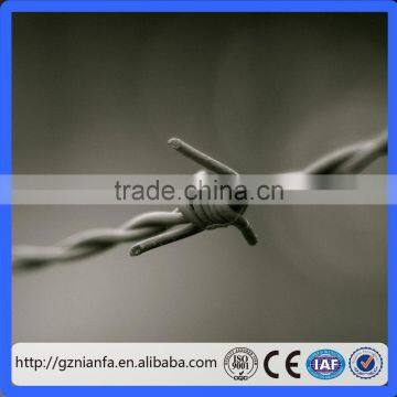 Stock 12*14# 50m per roll Galvanized Barbed Wire Fencing Wire(Guangzhou Factory)