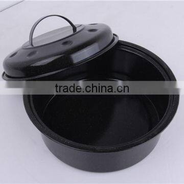 Kitchen Tool Black Round Enamel Shallow Baking Pan With Lid photo-3