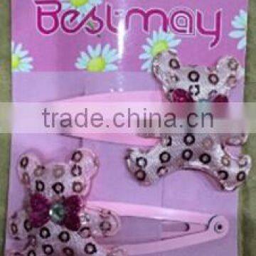 2PC BEAR SHAPE BEAUTIFUL PINK HAIR PIN