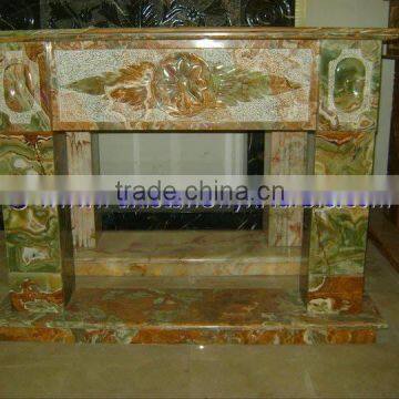 New Style DARK GREEN ONYX FIREPLACES photo-4