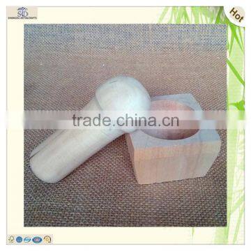Home Kitchen Decor Craft Wooden Grinding Rod Mortar