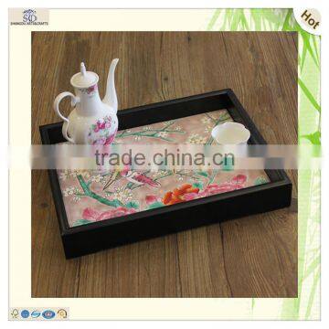 Home Decorating Velvet Inside Antique Wood Tray photo-2