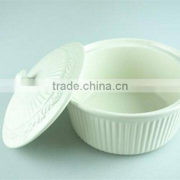 White Round Porcelain Tureen, Stock Cheap Ceamice Tureen With Lid,double Ears Tureens photo-2