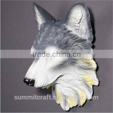 Resin Wall Animal Head Mount Carved Wolf Head photo-3