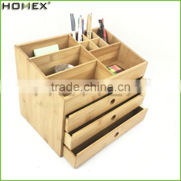 Desktop Bamboo Organizer with Drawer in Office/Cosmetic and Makeup Storage Organizer/Homex_FSC/BSCI Factory