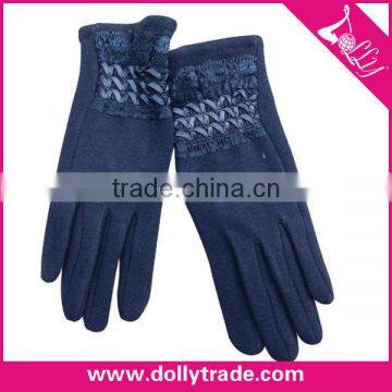 High-grade wool women's double lace black gloves