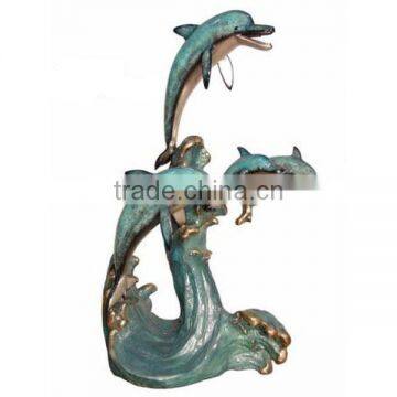 Metal Animal Garden Bronze Dolphin Outdoor Statues for Sale photo-3