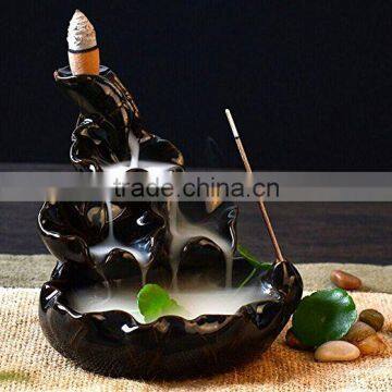 Ceramic Glaze Incense Smoke Cone Burner Backflow Censer Tower Holder photo-3
