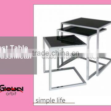 High Quality Durable Tempered Glass Coffee Nesting Metal Side Table