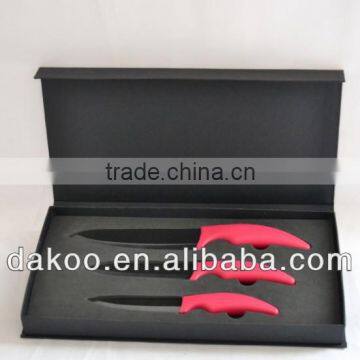 3 Pieces PP+TPR Handle Zirconia Ceramic Knife With Gift Box Package