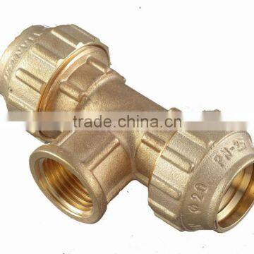 PE PIPE BRASS FITTING FEMALE TEE