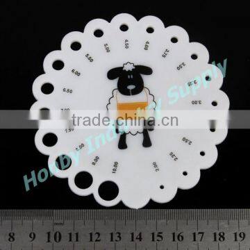 Measure Tool White Metric Plastic Round Knit Needle Gauge