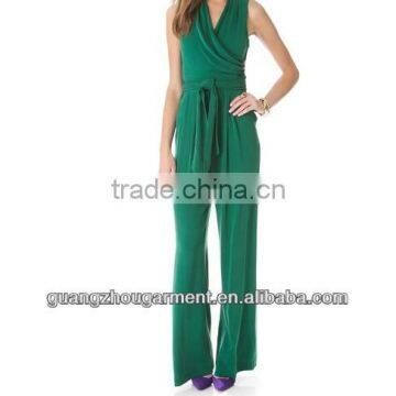 2014 sleeveless soft silk Jumpsuit for ladies OEM cheap price high quality Jumpsuit for adult women jumpsuit long pants