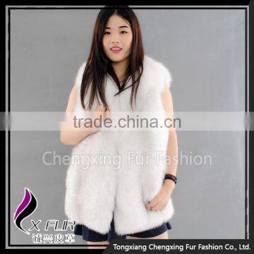 CX-G-B-01A 2016 Sleeveless Outerwear Lady Winter Real Fox Fur Vest Clothes Women