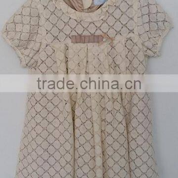 Cute Baby Girls Beige Embroidered Dress for Summer