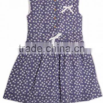 Organic Cotton Floweral Print Girl's Sleeveless Summer Dress