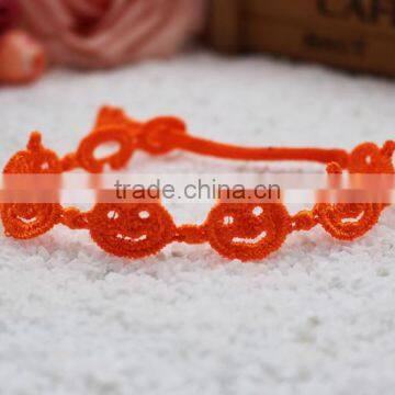 Diy Pumpkin Lamp Black Lace Braided Bracelets Cheap Pumpkin Lamp Design Lace Bracelets for Halloween Promotion Gifts photo-2