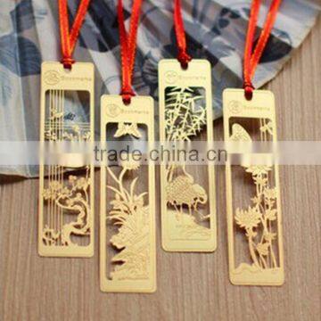 high end long hollow metal bookmark diy women long stripe bookmark tags for promotional gifts 2016