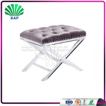 European Stylish One Seat X-Shape Leg Stool Soft Cushion Bench Piano Stool Bench photo-2