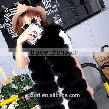 Brand Design 2016real Fox Fur Vest Outerwear Fur Overcoat Long Design O-neck Sweater Vest Waistcoat Women's photo-2