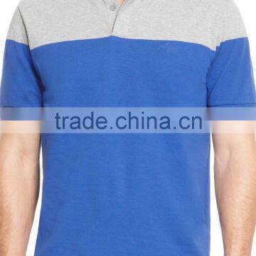 grey and blue two color polo neck t shirt