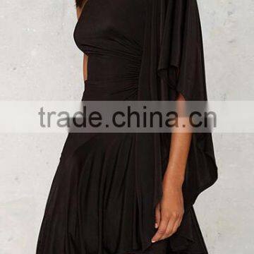 Runwaylover EY2198D Ladies 2017 Fashion One Shoulder Fold Casual Dress photo-3