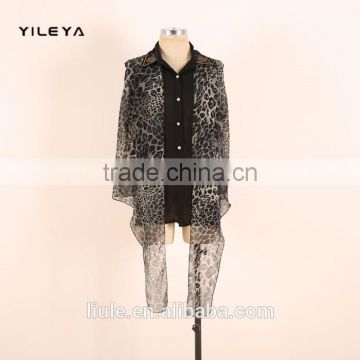 new arrival leopard pattern printed ladies loose chiffon style blouse