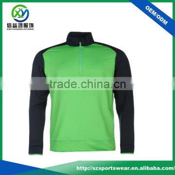 2017 New design 1/4 zip high neck contrast color custom golf pullover