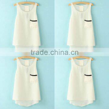 Newest Fashion Chiffon Ruffles Lace Patchwork Womens Tops photo-2