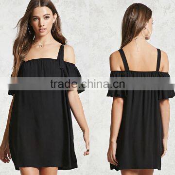 Promotional wholesale custom summer strapped midi sexy black women sexy dress
