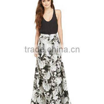 Floral Printed Wide Leg Maxi Pants for Middle Age Woman photo-4
