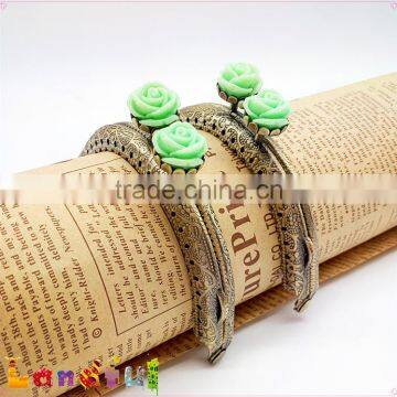 8.5cm Rose Flower Antique Bronze Embossed Sewing Handbag Kiss Lock Frame photo-5
