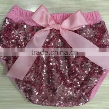 Red sequin and red bowknot best wholesale sweat sequin bloomers 100% cotton