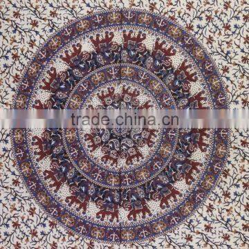Jaipuri Bandhej Elephant Cotton Mandala Tapestry For USA photo-4