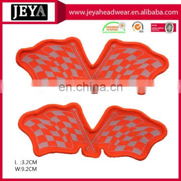 Bright neon orange wing embroidery patches new design patches