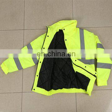 work yellow safety jacket with reflective stripes